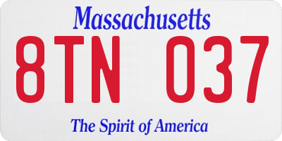 MA license plate 8TN037