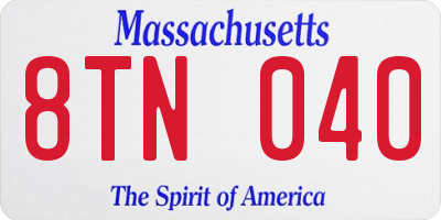 MA license plate 8TN040