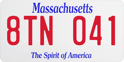 MA license plate 8TN041