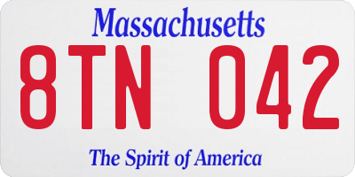 MA license plate 8TN042
