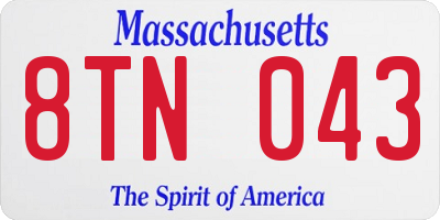 MA license plate 8TN043