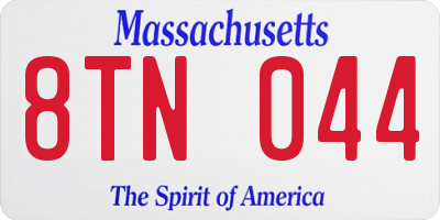 MA license plate 8TN044