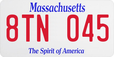 MA license plate 8TN045