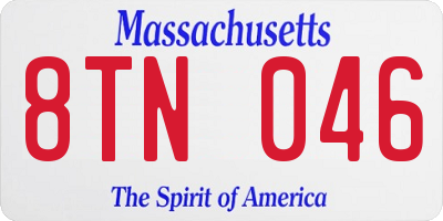 MA license plate 8TN046