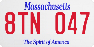 MA license plate 8TN047