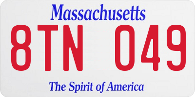 MA license plate 8TN049