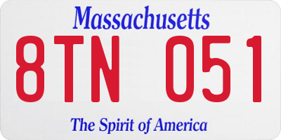 MA license plate 8TN051