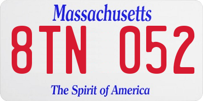 MA license plate 8TN052