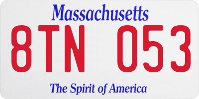 MA license plate 8TN053