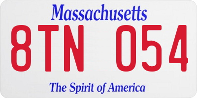 MA license plate 8TN054