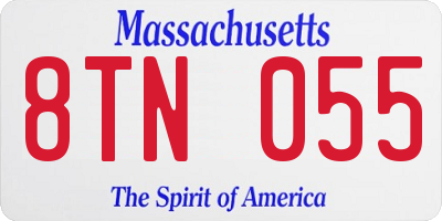 MA license plate 8TN055