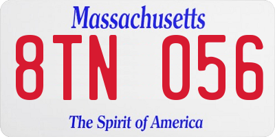 MA license plate 8TN056
