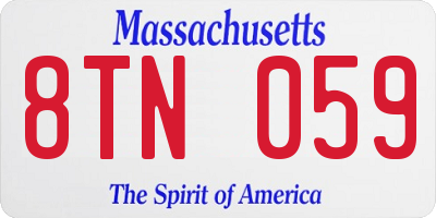 MA license plate 8TN059