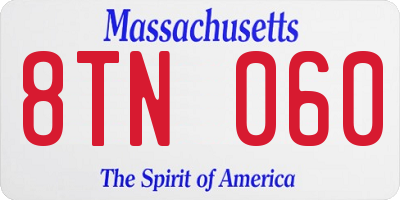 MA license plate 8TN060