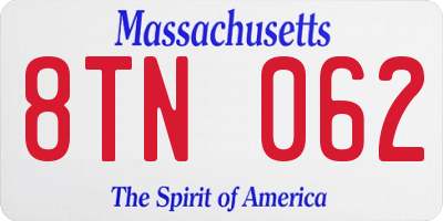 MA license plate 8TN062