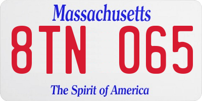 MA license plate 8TN065