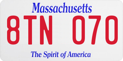 MA license plate 8TN070