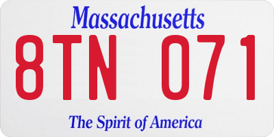 MA license plate 8TN071