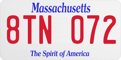 MA license plate 8TN072