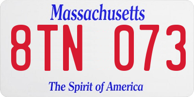 MA license plate 8TN073