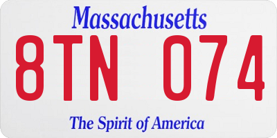 MA license plate 8TN074