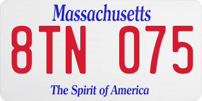 MA license plate 8TN075