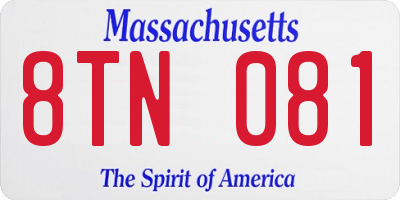 MA license plate 8TN081