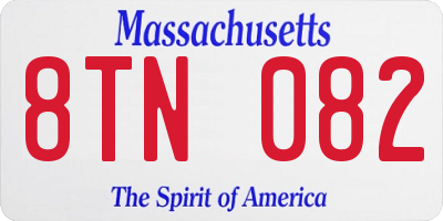 MA license plate 8TN082