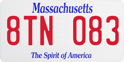 MA license plate 8TN083
