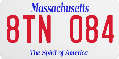 MA license plate 8TN084