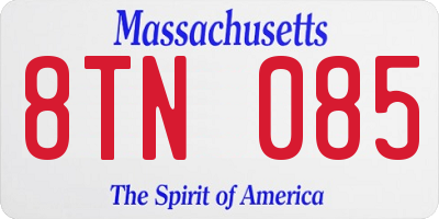 MA license plate 8TN085