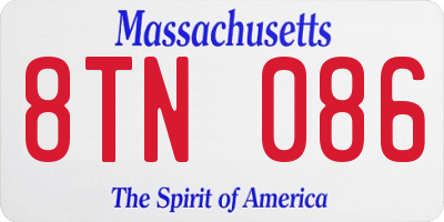 MA license plate 8TN086