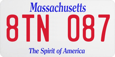 MA license plate 8TN087