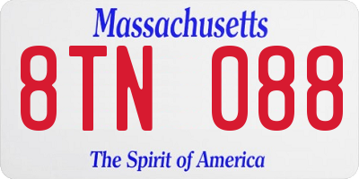 MA license plate 8TN088