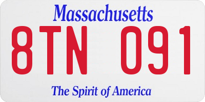 MA license plate 8TN091