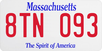 MA license plate 8TN093