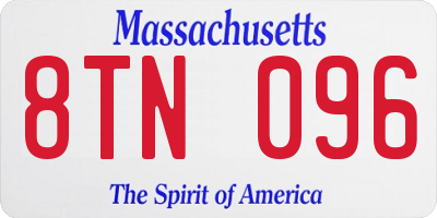 MA license plate 8TN096
