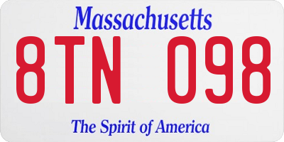 MA license plate 8TN098