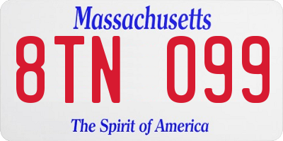 MA license plate 8TN099