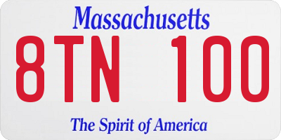 MA license plate 8TN100