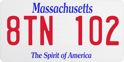 MA license plate 8TN102