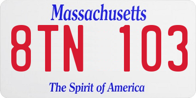 MA license plate 8TN103