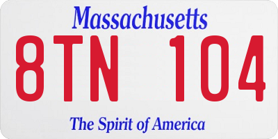 MA license plate 8TN104