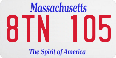 MA license plate 8TN105