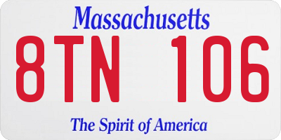MA license plate 8TN106
