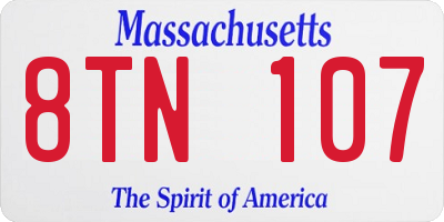 MA license plate 8TN107