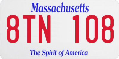 MA license plate 8TN108