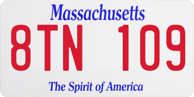 MA license plate 8TN109