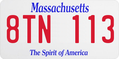 MA license plate 8TN113