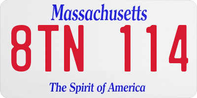 MA license plate 8TN114